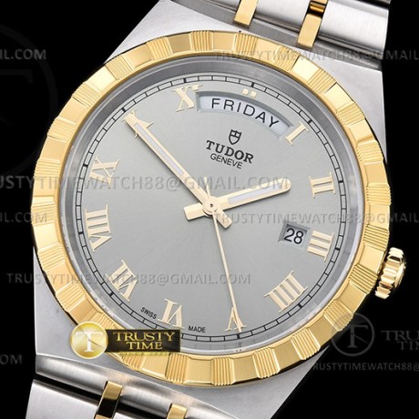 V7공장 튜더 로얄 28603 옐로우골드콤비 실버다이얼 로만인덱스 브레이슬릿  Tudor Royal 28603 41mm YG/SS Silv/Rmn V7F A2836