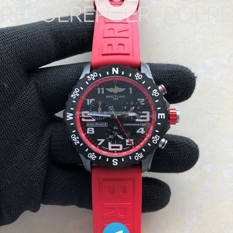 무명공장 브라이틀링 인듀어런스 프로 44 쿼츠 DLC블랙앤레드 Endurance Pro 44mm Red DLC/RU Black Swiss Qtz