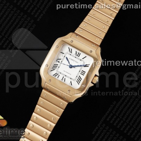 3K공장 까르띠에 산토스 미디움 35 로즈골드금통 화이트다이얼 브레이슬릿 Santos de Cartier 35mm RG 3KF 1:1 Best Edition White Dial on RG SmartLinks Bracelet MIYOTA 9015