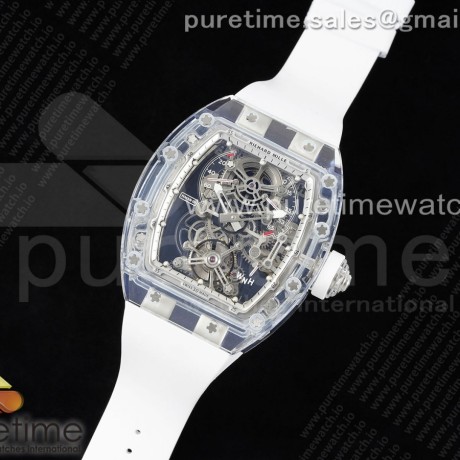 RM공장 리차드밀 RM56-01 뚜르비옹 투명 글래스케이스 러버스트랩 RM56-01 Transparent Tourbillon RMF Best Edition Skeleton Dial on White Rubber Strap