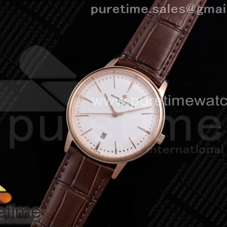 OX공장 패트리모니 로골 화이트다이얼 가죽스트랩 Patrimony Date RG OXF 1:1 Best Edition White Dial on Brown Leather Strap MIYOTA 9015