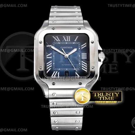 3K공장 까르띠에 산토스 라지 40 블루다이얼 스마트링크브레이슬릿 Santos De Cartier Mens XL SS/SS Blue 3KF MY9015