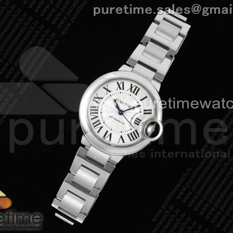 3K공장 까르띠에 발롱블루 33 오토메틱 스틸 화이트다이얼 브레이슬릿 Ballon Bleu 33mm SS 3KF 1:1 Best Edition White Dial on SS Bracelet A076