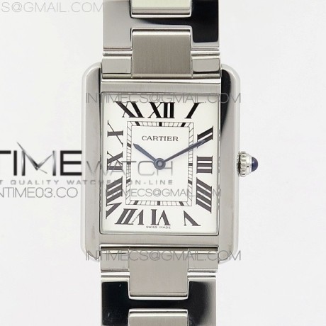 K11공장 27mm 까르띠에 탱크솔로 스틸 TANK SOLO LADIES 27MM SS WHITE DIAL ON SS BRACELET RONDA QUARTZ