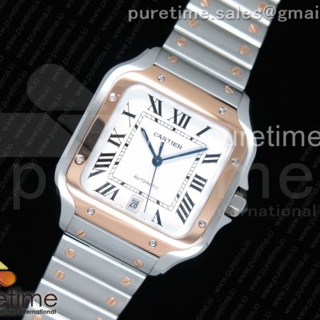 BV공장 까르띠에 산토스 40MM 라지 로즈골드콤비 스마트링크브레이슬릿 Santos de Cartier 40mm 2018 RG Bezel White Dial on SS SmartLinks Bracelet MIYOTA 9019
