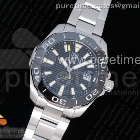 OX공장 태그호이어 아쿠아레이서 칼리버5 41MM 스틸 블랙다이얼 싱글옐로우 브레이슬릿 Aquaracer Calibre 5 SS 41mmCeramic Bezel Black Dial "Single Yellow" on SS Bracelet SW200