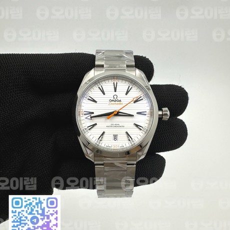 VS공장 오메가 씨마스터 아쿠아테라 150m 코액시얼 마스터크로노미터 41mm 화이트다이얼 오렌지엑센트