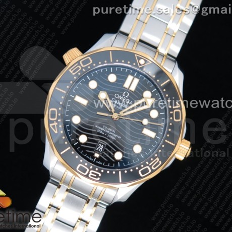 VS공장 오메가 씨마스터 다이버 300M 옐로우골드콤비 블랙다이얼 브레이슬릿 2018 Seamaster Diver 300M SS/YG VSF 1:1 Best Edition YG Bezel Black Dial on SS/YG Bracelet A8800