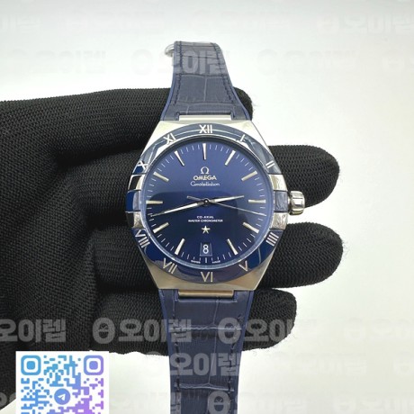 VS공장 오메가 컨스텔레이션 블루다이얼 가죽스트랩 Constellation 41mm SS VSF SBF 1:1 Best Edition Blue Textured Dial on Blue Leather Strap A8900 VS공장
