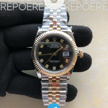 GM공장 롤렉스 데이저스트 36 옐로우골드콤비 포금 블랙다이얼 브레이슬릿 DateJust 36 SS/YG 126233 GMF Gold Wrapped 904L Steel Black Dial Diamonds Markers on Jubilee Bracelet SA3235