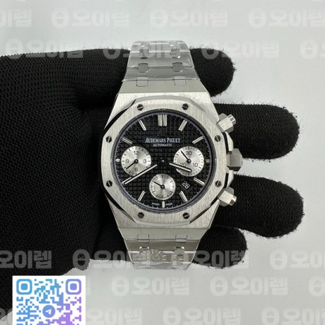 IP공장 오데마피게 로얄오크 크로노그래프 스틸 블랙다이얼 실버서브다이얼 브레이슬릿 Royal Oak Chrono 26331ST SS IPF 1:1 Best Edition Black Dial Silver subdial on SS Bracelet A7750