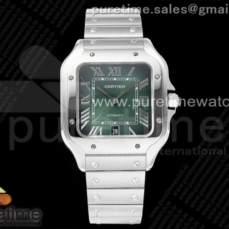 AF공장 까르띠에 산토스 라지 그린다이얼 브레이슬릿 Santos de Cartier 40mm SS AF 1:1 Best Edition Green Dial on SS SmartLinks Bracelet MIYOTA 9015