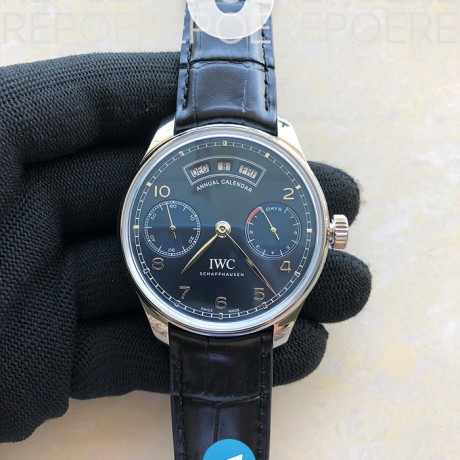 ZF공장 IWC 포르투기저 애뉴얼캘린더 파워리저브 스틸 블루다이얼 가죽스트랩 IWC PORTUGUESE REAL PR REAL ANNUAL CALENDAR IW503502 BLUE DIAL ON BLACK LEATHER STRAP A52850