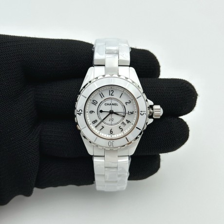 XF공장 샤넬 J12 화이트다이얼 33mm 여성용 J-12 Ladies 33mm CER/CER Wht/Num XF Sw Qtz