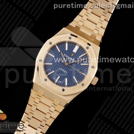 ZF공장 오데마피게 로얄오크 41 로즈골드금통 블루다이얼 브레이슬릿 Royal Oak 41mm 15400 RG ZF 1:1 Best Edition Blue Textured Dial on RG Bracelet V2 SA3120 Super Clone