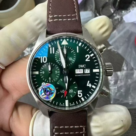 APS공장 IWC 파일럿 크로노그래프 388101 그린다이얼 브라운가죽스트랩