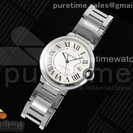 CH공장 까르띠에 발롱블루 42 오토메틱 스틸 화이트다이얼 브레이슬릿  Ballon Bleu 42mm SS CHF 1:1 Best Edition White Texture Dial on SS Bracelet A2824