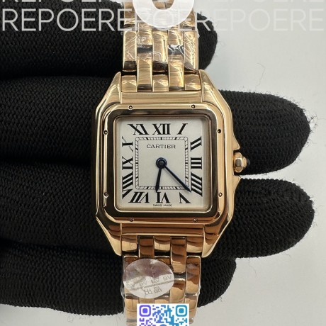 BV공장 까르띠에 팬더 27 로즈골드금통 화이트다이얼 브레이슬릿 Panthère 27mm BVF 1:1 Best Edition RG White Dial on RG Bracelet Ronda Quartz