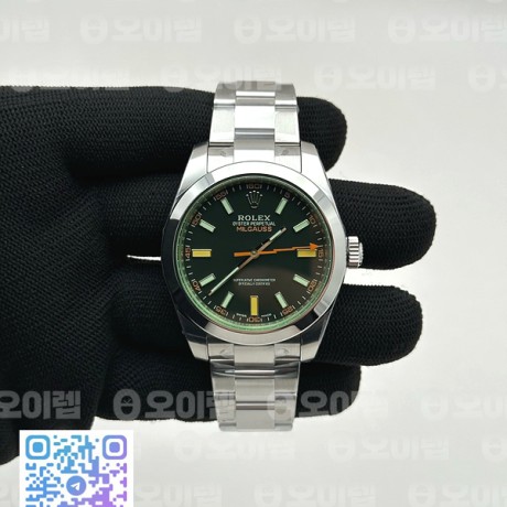 VS공장 롤렉스 밀가우스 블랙다이얼 브레이슬릿 Milgauss 116400 GV Real Green Sapphire 904L SS VSF 1:1 Best Edition Black Dial on 904L SS Bracelet SA3131