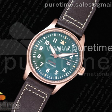 XF공장 IWC 마크18 스핏파이어 브론즈케이스 그린다이얼 가죽스트랩 IWC Spitfire Automatic Bronze IW326802  Green Dial on Brown Leather Strap A2824
