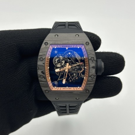 ZF공장 리차드밀 RM055 NTPT 스켈레톤다이얼 블랙러버스트랩 RM055 RG Inner Bezel Black Crown NTPT ZF 1:1 Best Edition on Black Rubber Strap RMUL2 Super Clone V2