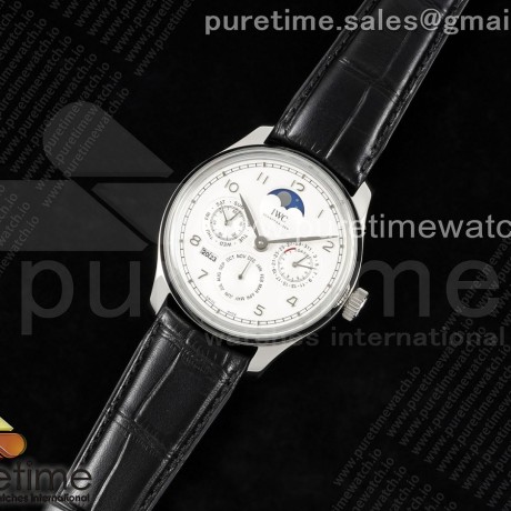 QF공장 IWC 포르투기저 퍼페츄얼캘린더 5033 스틸 화이트다이얼 실버인덱스 가죽스트랩 Portugieser Perpetual Calendar SS 5033 QF Best Edition White SS Dial on Black Leather Strap A52610