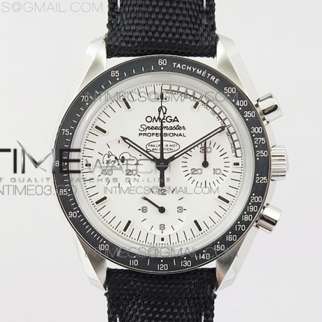 OM공장 오메가 스피드마스터 스틸 화이트스누피다이얼 블랙나일론스트랩 SPEEDMASTER SS SNOOPY WHITE DIAL ON NYLON STRAP MANUAL WINDING CHRONO MOVEMENT