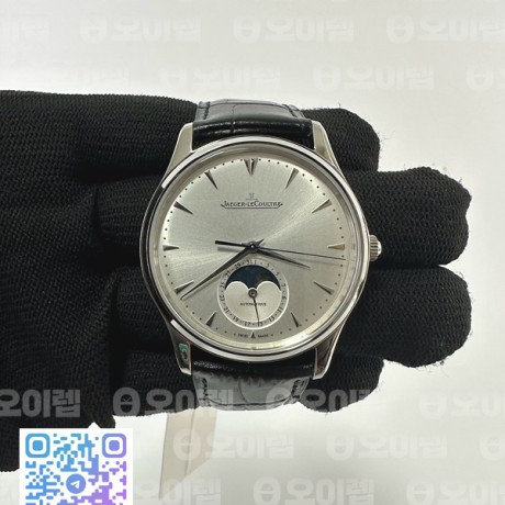 ZF공장 예거르쿨트르 마스터 울트라씬 문페이즈 스틸 화이트다이얼 Master Ultra Thin Moon 1368420 SS White Dial on Black Leather Strap V3 SA925 Super Clone