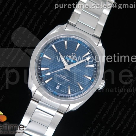 VS공장 오메가 씨마스터 아쿠아테라 150m 스틸 딥블루다이얼 브레이슬릿 딥블루 41mm Aqua Terra 150M Master Chronometers VSF 1:1 Best Edition Gray Dial Blue Hand on SS Bracelet A8900 Super Clone