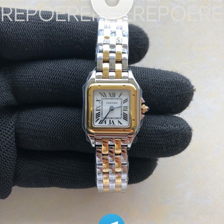 K11공장 까르띠에 팬더 레이디즈 22 옐로우골드콤비 화이트다이얼 브레이슬릿 Panthère Secrete Ladies 22mm SS/YG White Dial on SS/YG Bracelet Ronda Quartz