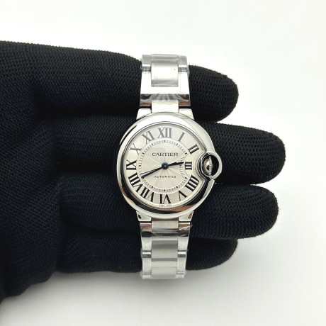 CH공장 까르띠에 발롱블루 33 오토메틱 스틸 화이트다이얼 브레이슬릿 Ballon Bleu 33mm SS CHF 1:1 Best Edition White Texture Dial on SS Bracelet NH05A