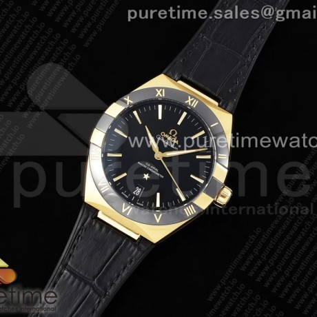 VS공장 오메가 컨스텔레이션 옐로우골드금통 블랙다이얼 거미스트랩 Constellation Black Ceramic YG SBF 1:1 Best Edition Black Dial on Black Gummy Strap A8900 Super Clone VS공장