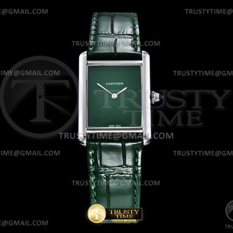 DR공장 까르띠에 탱크 머스트 라지 그린다이얼 악어스트랩 Cartier Tank Must SS/LE Green DRF Swiss Qtz