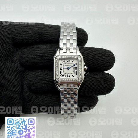 K11공장 22mm까르띠에 팬더 시크릿 레이디즈 스틸앤다이아케이스 브레이슬릿Panthère Secrete Ladies 22mm SS Diamonds Bezel  White Dial on SS Bracelet Ronda Quartz