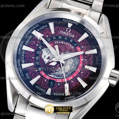 A8공장 오메가 아쿠아테라 150M 43 월드타이머 스틸 퍼플다이얼 브레이슬릿 Aqua Terra 150m GMT Worldtimer 43mm SS/SS A8F A2813