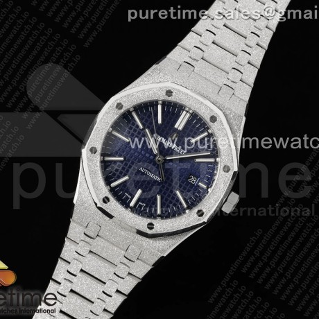 IP공장 오데마피게 로얄오크 15500 스틸 블루다이얼 브레이슬릿 Royal Oak 41mm 15500 Frosted SS IPF 1:1 Best Edition Blue Textured Dial on SS Bracelet SA4302 Super Clone