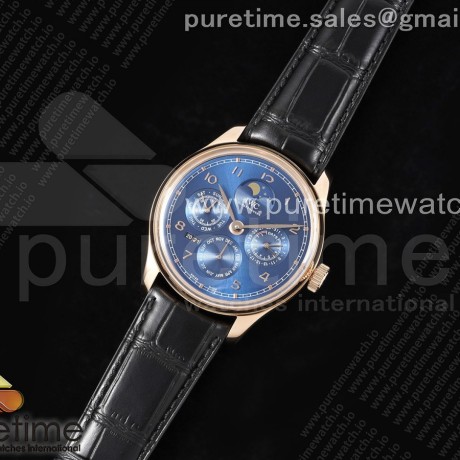 QF공장 IWC 포르투기저 퍼페츄얼캘린더 5033 로즈골드금통 블루다이얼 가죽스트랩 Portugieser Perpetual Calendar RG 5033 QF Best Edition Blue Dial on Black Leather Strap A52610