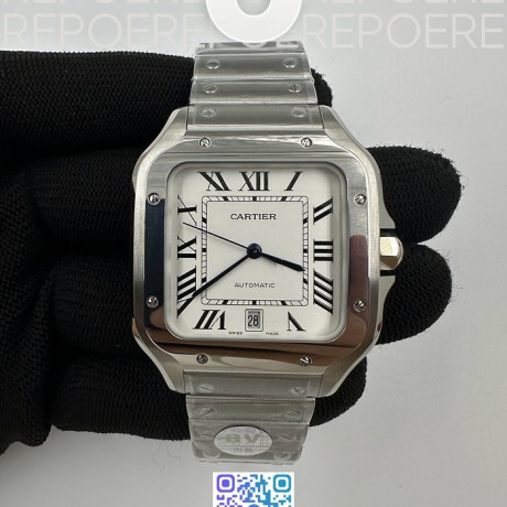 BV공장 까르띠에 산토스 40MM 라지 스마트링크브레이슬릿 Santos de Cartier 40mm White Dial on SS SmartLinks Bracelet MIYOTA 9019