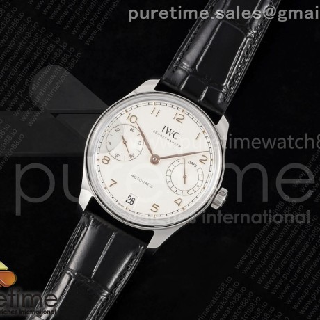 APS공장 IWC 포르투기저 오토메틱 스틸 화이트다이얼 블랙가죽스트랩 Portugieser Automatic 42mm SS APSF 1:1 Best Edition White Dial RG Marker on Black Leather Strap A52011
