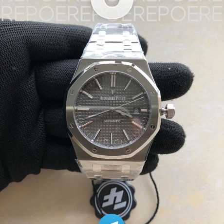 ZF공장 오데마피게 로얄오크 15400 스틸 그레이다이얼 브레이슬릿 Royal Oak 41mm 15400 SS ZF 1:1 Best Edition Gray Textured Dial on SS Bracelet SA3120 Super Clone
