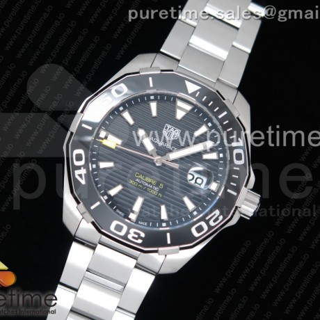 OX공장 태그호이어 아쿠아레이서 칼리버5 43MM 스틸 블랙다이얼 더블옐로우 브레이슬릿 Aquaracer Calibre 5 SS 43mmCeramic Bezel Black Dial "Double Yellow" on SS Bracelet SW200