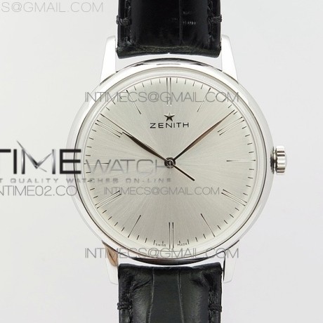 LH공장 제니스 엘리트 스틸 실버다이얼 가죽스트랩 ELITE SS SILVER DIAL ON BLACK LEATHER STRAP MIYATA 9015 TO ELITE 6150