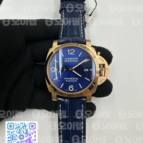 VS공장 파네라이 PAM1112 로즈골드금통 블루다이얼 가죽스트랩 PAM1112 Lum. Marina 44mm RG/LE Blue VSF P9010