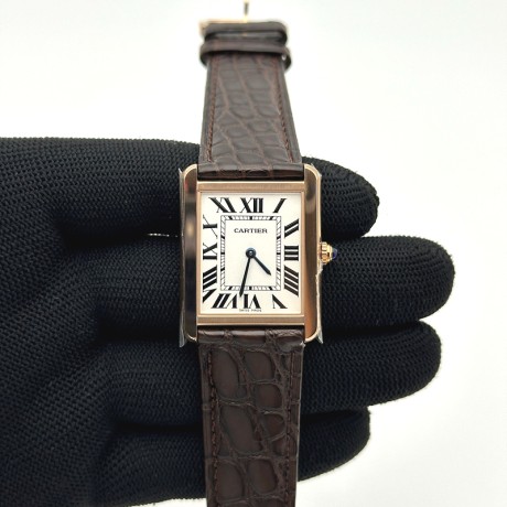 K11공장 까르띠에 로즈골드금통 탱크솔로 27MM 악어가죽스트랩 Tank Solo 27mm K11F RG White Dial on Brown Leather Strap Ronda Quartz