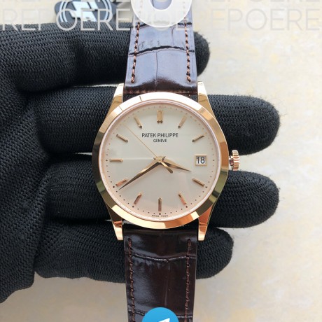 ZF공장 파텍필립 칼라트라바 5296R 로즈골드금장 아이보리다이얼 브라운가죽스트랩 Calatrava 5296R RG  Ivory Dial on Brown Leather Strap 324CS (Free box)