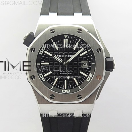 ZF공장 오데마피게 로얄오크오프쇼어 다이버 15703 러버스트랩 Royal Oak Offshore 15703 V2 ZF 1:1 Best Edition Black Dial on Rubber Strap 3120 Super Clone