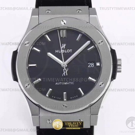 WW공장 위블로 클래식퓨전 42mm 스틸 블랙다이얼 가죽스트랩 Classic Fusion Bang 42mm TI/RU Black WWF A1110