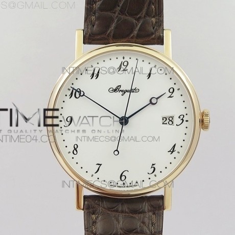 MK공장 V2 브레게 클래식 오토 5177 로즈골드 금통 화이트다이얼 가죽스트랩 CLASSIQUE AUTO 5177 RG  WHITE DIAL NUMERAL MARKERS ON BROWN LEATHER A777Q
