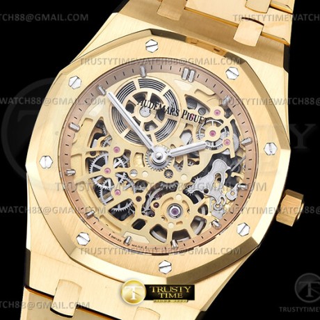 ZF공장 오데마피게 로얄오크 16204 옐로우골드금통 엑스트라씬 오픈워크 스켈레톤다이얼 브레이슬릿 Royal Oak Jumbo Extra Thin 16204 YG/YG Skele Z A7124