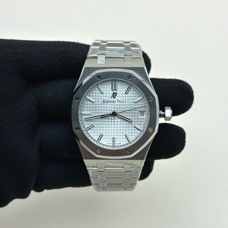 SF공장 오데마피게 로얄오크 15500 스틸 화이트다이얼 브레이슬릿 Royal Oak 41mm 15500 SS SF 1:1 Best Edition White Dial on SS Bracelet SA4302 Super Clone